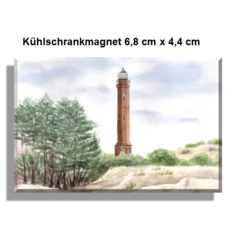 Kühlschrankmagnet  Aquarell Maritim Kunst Druck Kunstdruck Nordsee Norderney Leuchtturm Insel Strand